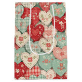 Rustic Patchwork Harten Picknick Patroon (2) Medium Cadeauzakje (Achterkant)