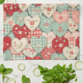 Rustic Patchwork Harten Picknick Patroon (2) Theedoek (Gevouwen)