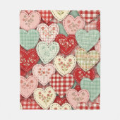 Rustic Patchwork Harten Picknick Patroon (3) Fleece Deken (Voorkant)