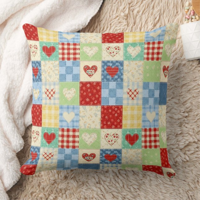 Rustic Patchwork Harten Picknick Patroon Kussen (Deken)
