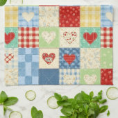 Rustic Patchwork Harten Picknick Patroon Theedoek (Gevouwen)