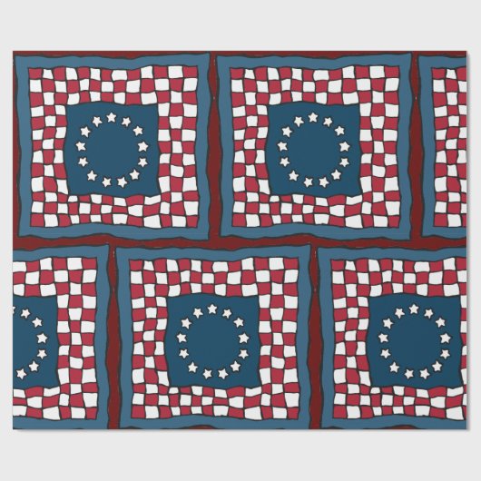 Rustic Patriotic Americana Quilt Pattern Verenigde Cadeaupapier (Vlak)