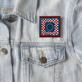 Rustic Patriotic Americana Quilt Pattern Verenigde Vierkante Button 5,1 Cm (In situ)