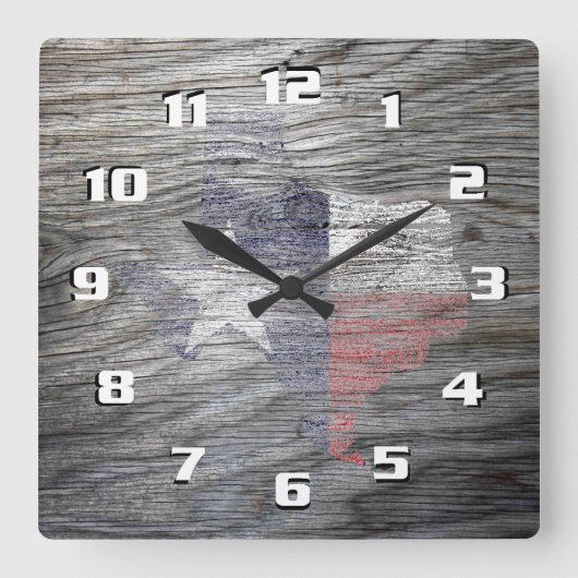 Rustic Patriotic Texas Flag op houtextuur Vierkante Klok (Voorkant)