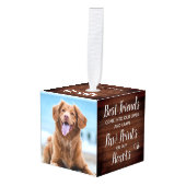 Rustic Paw Drukt Aangepaste foto van voetstuk Kubus Ornament (Voorkant hoekig)