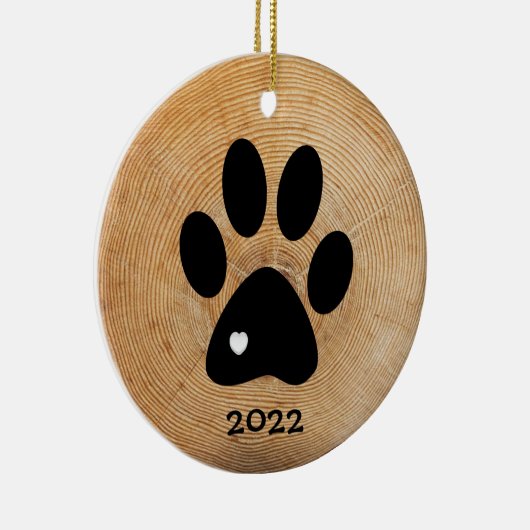 Rustic Paw Print Custom Ceramic Ornament (Rechts)