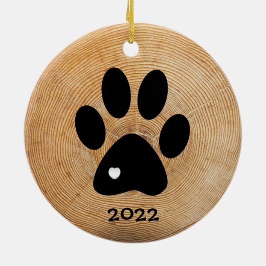 Rustic Paw Print Custom Ceramic Ornament (Achterkant)