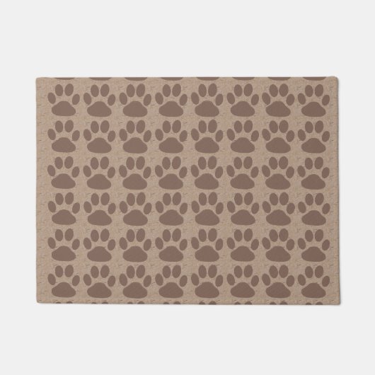 Rustic Paws Paw Print Pattern Brown Deurmat (Voorkant)