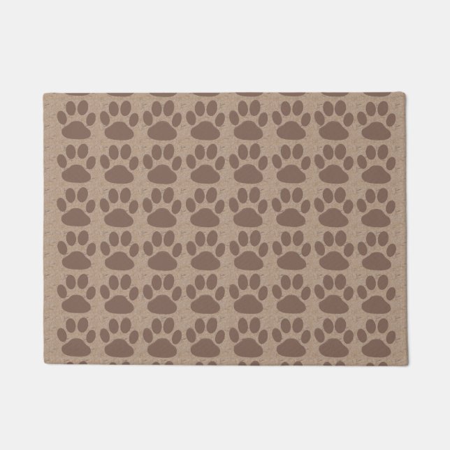 Rustic Paws Paw Print Pattern Brown Deurmat (Voorkant)