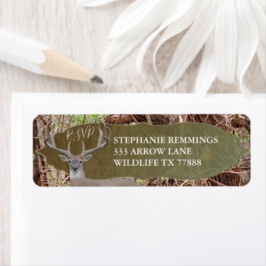 Rustic Pays Deer Hunter Mariage RSVP Étiquette (En situation)