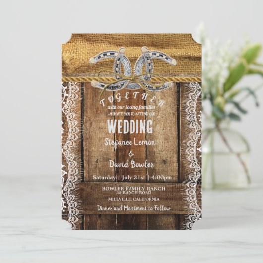 Rustic Pays Occidental Mariages Invitations (Debout devant)