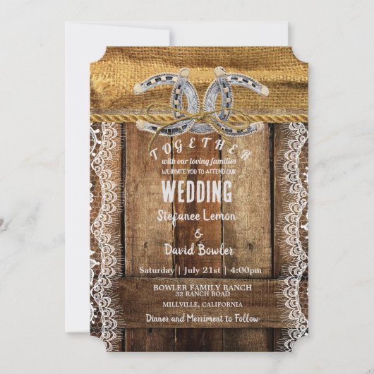 Rustic Pays Occidental Mariages Invitations (Devant)