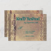 Rustic Pays Papier Vintage Mariage Turquoise RSVP (Devant / Derrière)