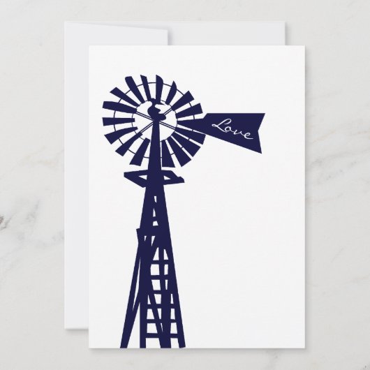 Rustic Pays Windmill Marine Mariages Invitations (Dos)