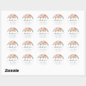 Rustic Peach Bloemenkalligrafie Script Dank u Ronde Sticker (Vel)