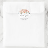 Rustic Peach Bloemenkalligrafie Script Dank u Ronde Sticker (Tas)