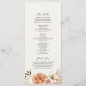 Rustic Peach Boho Floral Wedding Programma (Achterkant)