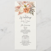 Rustic Peach Boho Floral Wedding Programma (Voorkant)