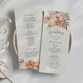 Rustic Peach Boho Floral Wedding Programme