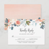 Rustic Peach Botanic Floral RSVP met Maaltijdkeuze (Voorkant / Achterkant)