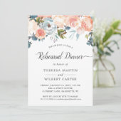 Rustic Peach Floral Fall Wedding Rehearsal Dinner Kaart (Staand voorkant)