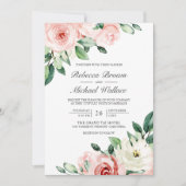 Rustic Peach Floral Photo Collage QR Code Weddensc Kaart (Voorkant)