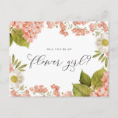 Rustic Peach Waterverf Hydrangeas Bloemenmeisje Briefkaart (Voorkant)