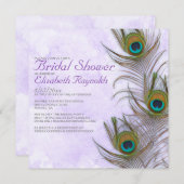 Rustic Peacock Feather Bridal Shower Invitations Kaart (Voorkant / Achterkant)