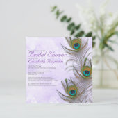 Rustic Peacock Feather Bridal Shower Invitations Kaart (Staand voorkant)