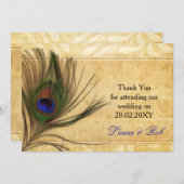 Rustic Peacock Feather bruiloft Dank u wel Kaart (Voorkant / Achterkant)