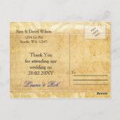 Rustic Peacock Feather bruiloft Hartelijk dank Briefkaart (Achterkant)