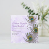 Rustic Peacock Feather Wedding Invitations Kaart (Staand voorkant)