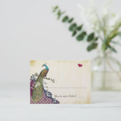 Rustic Peacock Navy Raspberry Damask Place Cards Plaatskaartje (Staand voorkant)