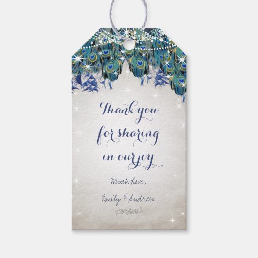 Rustic Peacock Navy Rustic Luxe Cadeaulabel (Voorkant)