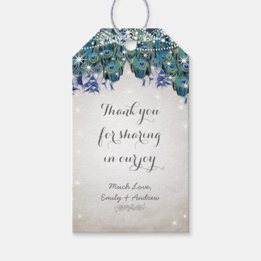 Rustic Peacock Navy Rustic Luxe Cadeaulabel (Voorkant)