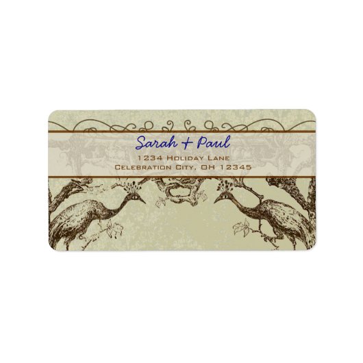 Rustic Peacock Return Address Label (Voorkant)