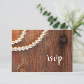 Rustic Pearls Barn Wood Country Weddenschap RSVP (Staand voorkant)