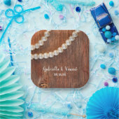 Rustic Pearls en Barn Wood Country Weddenschap Papieren Bordje (Feest)