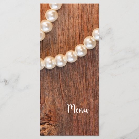 Rustic Pearls et Barn Wood Mariage campagnard Menu (Devant)