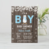Rustic Penguin Winter Boy Baby shower Kaart (Staand voorkant)
