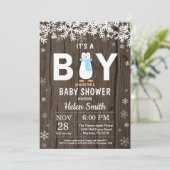 Rustic Penguin Winter Boy Baby shower Kaart (Staand voorkant)