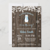 Rustic Penguin Winter Snowflake Boy Baby shower Kaart (Voorkant)