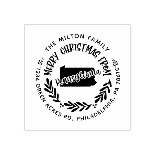 rustic pennsylvania merry kerstrede 	rubberstempel (Afrduk)