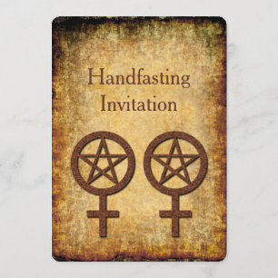 Rustic Pentacles Lesbian Handfasting Uitnodiging