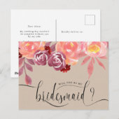 Rustic Peonies Bridesmaid Invitation Briefkaart (Voorkant / Achterkant)
