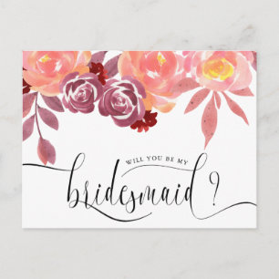 Rustic Peonies Bridesmaid Invitation Carte postale