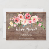 Rustic Peonies Floral Moving Announding Kaart (Voorkant)