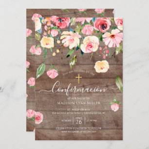 Rustic Peonies Roos Spaanse bevestiging Kaart
