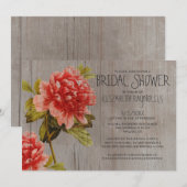 Rustic Peony Bridal Shower Invitations Kaart (Voorkant / Achterkant)