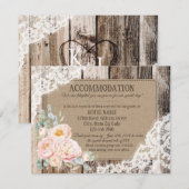 Rustic Peony Floral Dentelles en bois Cartes d'héb (Devant / Derrière)